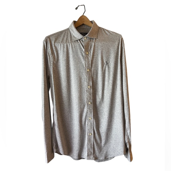 POLO RALPH LAUREN KNIT DRESS SHIRT LONG SLEEVE GRAY MENS SIZE LARGE - Picture 2 of 12